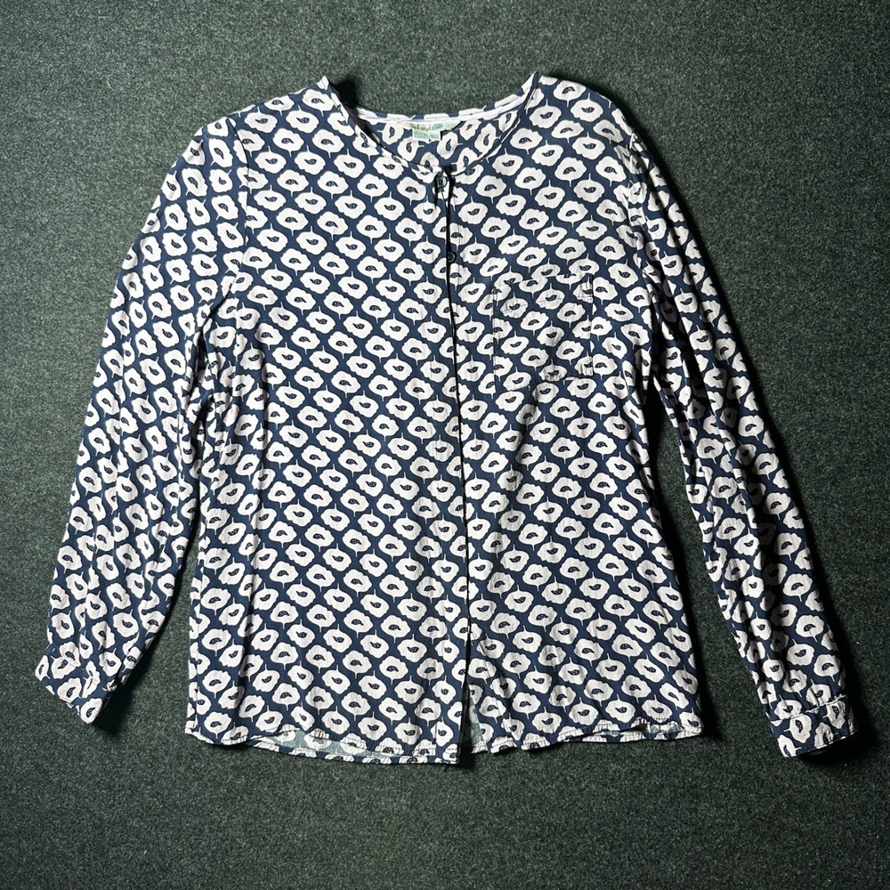 Boden Navy Lavender Floral‎ Viscose Long Sleeve Blouse WA638 Womens 8